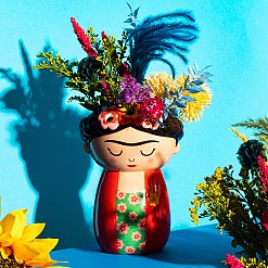 Vaso de parede em forma de Frida Kahlo