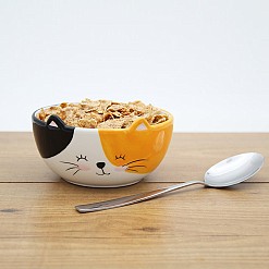 Taça de pequeno-almoço em forma de gato