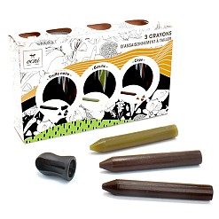 Caixa com 3 lápis de tempero para ralar: trufa preta, manjericão e cogumelos