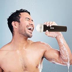 Dispensador de gel de duche em forma de microfone
