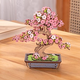 Maquete de bonsai Sakura em madeira
