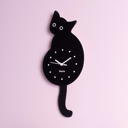 Relógio de parede com a forma de um gato