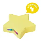 Em forma de estrela, disponível em aroma de limonada e em cor amarela