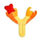 Um peluche fofinho em amarelo, laranja e vermelho