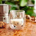 Chávena de café Glasito de parede dupla com gato da sorte