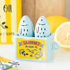 Conjunto original de saleiro e pimenteiro em forma de sardinhas