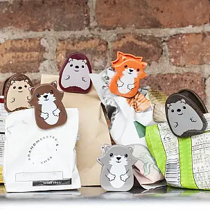 Clipes para sacos em forma de pequenos animais da floresta