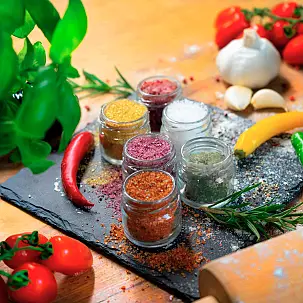 Conjunto de 8 mini frascos de sal temperado Glosa Marina