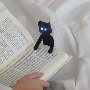 Marcador de livros em forma de gato com luz de leitura