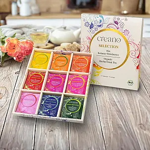Caixa de oferta com 27 saquetas de chá biológico de ervas e frutos
