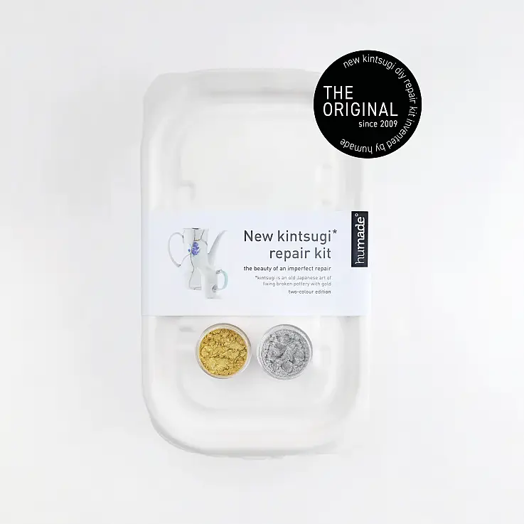 Kit duo Kintsugi para reparação de cerâmica partida com ouro e prata