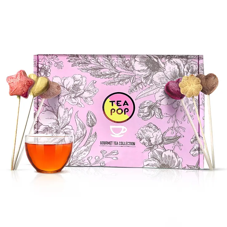 Chá Pop. Caixa de oferta premium com 18 varas de chá