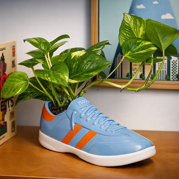 Planta ambulante, vaso de plantas em forma de chinelo