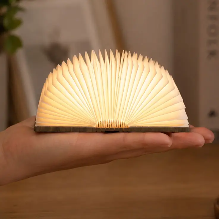 Mini-lâmpada em forma de livro que se ilumina quando aberta