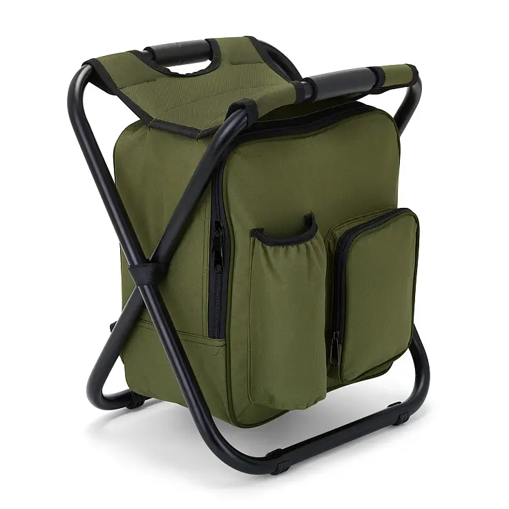 Funciona como mochila, bolsa térmica e cadeira