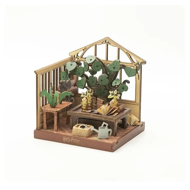 Mini-maquete da aula de herbologia do Harry Potter